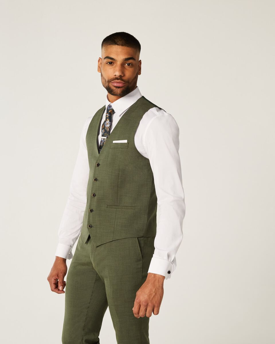 Mens Khaki Suit Vest